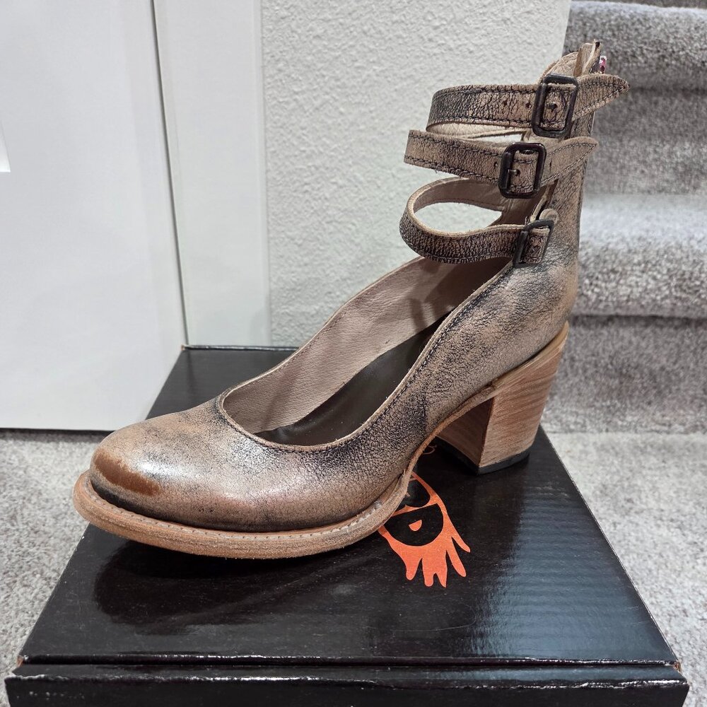 Freebird by Steven Metallic Bronze Multi-Strap Block Heel